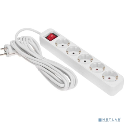 Rexant 13-4033 Удлинитель STANDARD 5 гнезд, 5м, 3х1,0мм?, с/з, с выключателем, белый