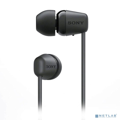 Гарнитура вкладыши Sony WI-C100 черный беспроводные bluetooth шейный обод