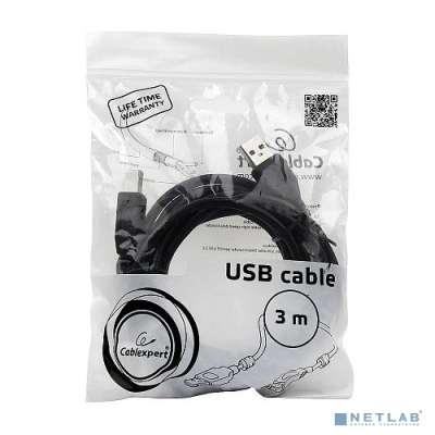Gembird/Cablexpert CCF2-USB2-AMBM-10 USB 2.0 Pro Кабель , AM/BM, 3м, экран, 2феррит.кольца, черный, пакет