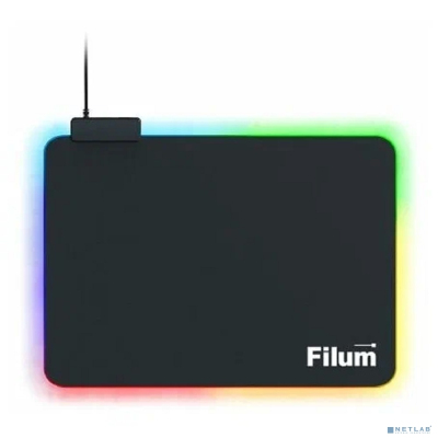 Filum FL-MPL-M-GAME Коврик игровой для мыши, серия- Bulldozer, черный, подсветка, оверлок, размер “M”- 350*250*4 мм, ткань+резина.