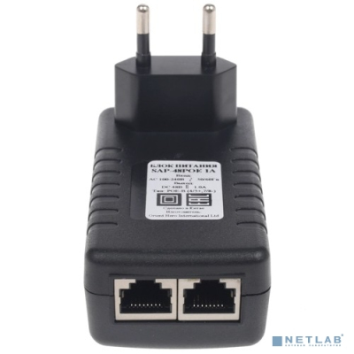 ORIENT SAP-48POE 1A, PoE инжектор питания 48W, AC 100-240V/ DC 48V, 1.0A, вход: RJ45 LAN 10/100, выход: RJ45 PoE тип B (4/5+,7/8-), совместим с оборудованием PoE IEEE 802.3af, (30428)