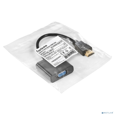 Exegate EX294717RUS Кабель-переходник HDMI-VGA ExeGate EX-HDMIM-VGAF-0.2 (19M/15F, 0,2м)