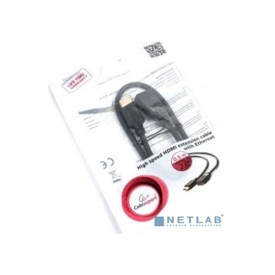 Удлинитель кабеля HDMI Cablexpert CC-HDMI4X-0.5M, 0.5 м, v2.0, 19M/19F, черный, экран