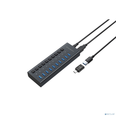 HARPER HUB-10MB Black USB-концентратор, Интерфейс: 10 х USB 3.2, Переходник: USB 3.0 / Type-C, Скорость передачи данных: до 5 Гб/с, Материал корпуса: Алюминий, Индикатор работы устройства: LED, Перехо