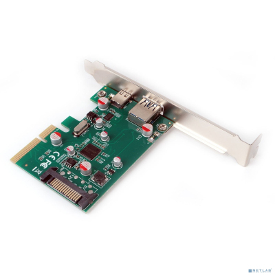 Контроллер USB Gembird SPCR-02 PCI-express, порты: 2 внешн. USB 3.1 Type-C и Type-A