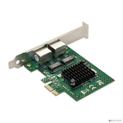 Exegate EX293452RUS Сетевой адаптер ExeGate EXE-BCM5720 (PCI-E x1 v2.0, порты 2xRJ45, 10/100/1000Mbps, Gigabit Chipset Broadcom BCM5720)