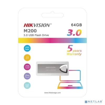 Hikvision USB Drive 64GB M200 HS-USB-M200/64G/U3 USB3.0, серебристый