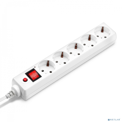 BURO Сетевой фильтр, 5 розеток, 1.8 метра, (500SH-1.8-UPS-W 1.8м) белый (коробка) {992304}