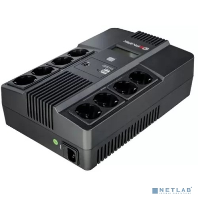 Ермак ИБП Линейно-интерактивный 800 ВА/480 Вт, 8xSchuko, ЖК, 2 х USB СБП ЕРМАК 220-220.0,8-32-ВН