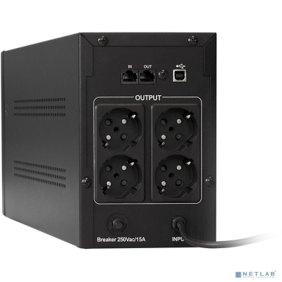 Exegate EP285507RUS ИБП ExeGate SpecialPro UNB-1600.LED.AVR.EURO.RJ.USB <1600VA/950W, LED, AVR, 4 евророзетки, RJ45/11, USB, Black>