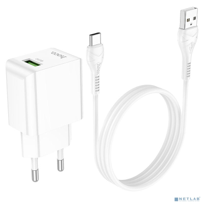 HOCO HC-66878 C98A/ Сетевое ЗУ + Кабель Type-C 1m/ QC 3.0/ 1 USB/ Выход: 5V_9V_12V, 18W/ White