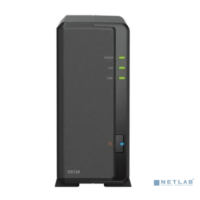 Synology DS124 Сетевое хранилище 1x 2.5" / 3.5", горячая замена, RAID modes: keine, 1x GB-LAN, Веб-сервер, 2x USB3.0, процессор: Quad Core 1.40 GHz, 1 GB ОЗУ