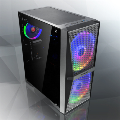 SILENOS MS PRO (200x200x25 *2 + 120x120x25*1 ARGB fan); Tempered glass appearance design; ATX; 4mm Tempered Glass; USB3.0*1 + USB2.0*2 +HD AUDIO; 62.5"HDD+13.5"HDD or 23.5"HDD + 52.5"HDD)