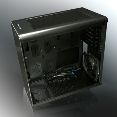 THETIS BLACK CLASSIC (Aluminum, ATX; 1.5mm Aluminum side panel; 120x120x25 O-type LED fan pre-installed at rear; 2*USB3.0; Supports 3.5 HDD *2 + 2.5 SSD *2 ; 7 PCI slots; Rubber feet)