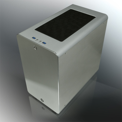 THETIS SILVER CLASSIC (Aluminum, ATX; 1.5mm Aluminum side panel; 120x120x25 O-type LED fan pre-installed at rear; 2*USB3.0; Supports 3.5 HDD *2 + 2.5 SSD *2 ; 7 PCI slots; Rubber feet)