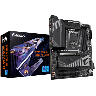 GIGABYTE B760 AORUS ELITE AX DDR4, LGA1700, B760, 4*DDR4, DP+HDMI, 4 SATA 6 Гб/с, M2, Audio, Gb LAN, USB 3.2, USB 2.0, Type-C, ATX
