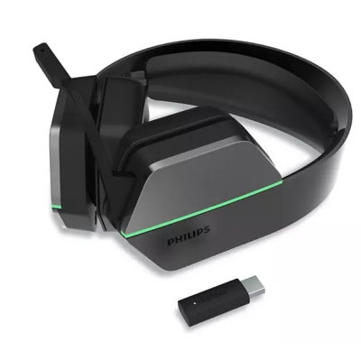 Philips Игровая гарнитура TAG5106BK, DTS Headphone:X 2.0, 2,4 ГГц беспроводное + BT5.2 + 3,5 мм, Излучатели 50 мм / LED-подсветка, Съемный однонаправленный микрофон, чёрный