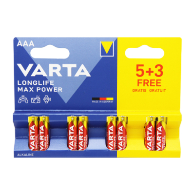 Батарейка Varta LONGLIFE MAX POWER (MAX TECH) LR03 AAA BL8 Alkaline 1.5V (4703) (8/160)