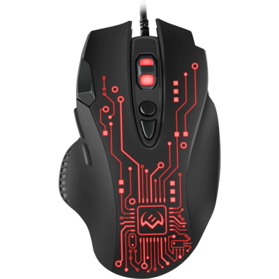 Игровая мышь SVEN RX-G715 (7+1кл., бесш. кл., 1200-3200 DPI, SoftTouch, подсветка, игров. упак)