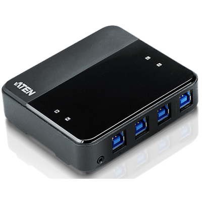 Переключатель Aten US434-AT USB, 4 ПК> 4 устройства, 4 USB B-тип > 4 USB A-тип, Male > Female, со шнурами A-B 2х1.2м.+2х/ 4P USB3.1 Gen1 Peripheral Sharing Device
