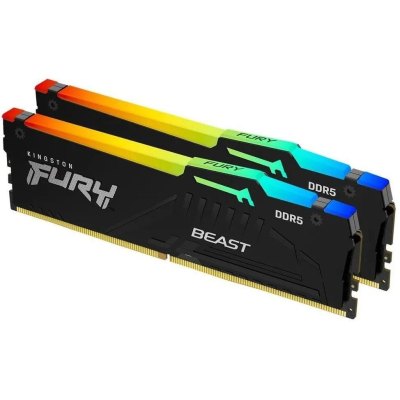Память оперативная/ Kingston 32GB 5600MHz DDR5 CL40 DIMM (Kit of 2) FURY Beast RGB XMP