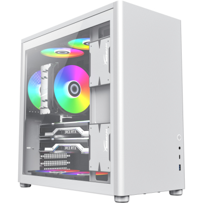 Компьютерный корпус mATX/ Gamemax Spark Full White mATX case, white, PSU, w/1xUSB3.0+1xType-C, 1xCombo Audio
