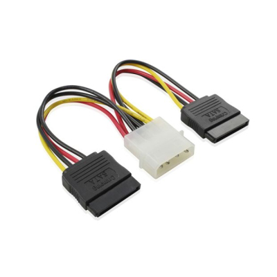 Кабель SATA питания-разветвитель 0.15 m GCR GC- ST205, MOLEX 4pin / 2 x SATA 15pin, медь, пакет