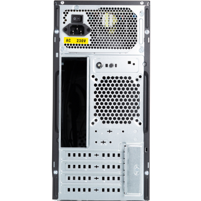 Корпус с блоком питания 450Вт./ Case Foxline FL-733R-FZ450R-U32-NRP mATX case, black, w/PSU 450W 12cm, w/2xUSB2.0, w/2xUSB3.0, w/P-lock, w/E-lock, w/rear LED lighting button, w/pwr cord, w/o FAN