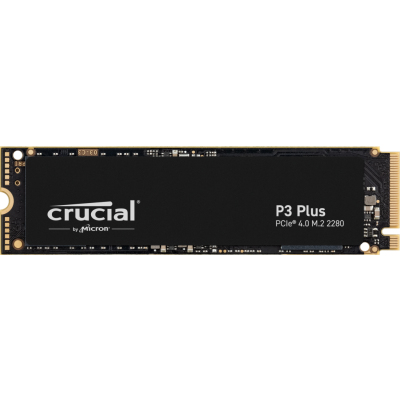 Crucial SSD P3 Plus, 2000GB, M.2(22x80mm), NVMe, PCIe 3.0 x4, QLC, R/W 5000/4200MB/s, IOPs н.д./н.д., TBW 440, DWPD 0.1 (12 мес.)