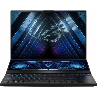 Ноутбук/ ASUS ROG Zephyrus Duo 16 GX650PY-NM085W 16"(2560x1600 mini LED)/AMD Ryzen 9 7945HX(2.5Ghz)/32768Mb/2TbPCISSDGb/noDVD/Ext:nVidia GeForce RTX4090(16384Mb)/Cam/BT/WiFi/90WHr/war 1y/2.67kg/Black/Win11Home + NumberPad; доп экран ScreenPad Plus 14"(384