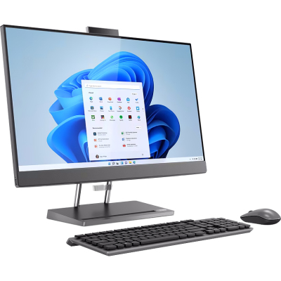 Моноблок/ Lenovo IdeaCentre AIO 5 27IAH7 27"(2560x1440 IPS)/Intel Core i5 13500H(2.6Ghz)/16384Mb/1024SSDGb/noDVD/Int:Intel Iris Xe Graphics/Cam/BT/WiFi/war 1y/9.55kg/storm grey/Win11Home + RU kbd, mouse USB