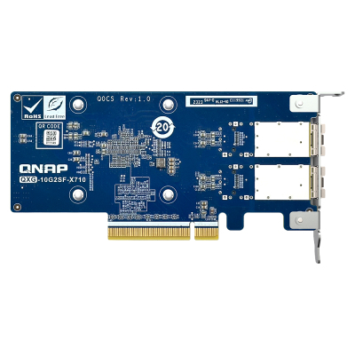 Сетевая карта/ QNAP QXG-10G2SF-X710 LAN Expansion Card, PCIe Gen3 x8, 2 x SFP+ ports (10Gbps/1Gbps)