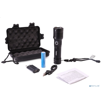 Camelion E164 (фонарь аккум., черн., Type C, адаптер 220В, кабель, 10Вт, 2А-ч, алюминий, кор.)