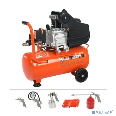 PATRIOT EURO 24-240K Компрессор [525306366] { 240 л/мин, 8 бар, 1500 Вт, 24 л, быстросъемный 1/4" + "елочка", набор пневмоинструмента KIT 5В }