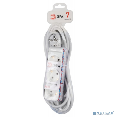 ЭРА Б0044034 Удлинитель электрический U-3e-7m-3x1,5 с заземлением 3 розетки 7м ПВС 3x1,5мм2 16А