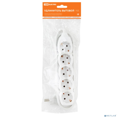 TDM SQ1303-0022 Удлинитель бытовой У05 5 гнезд, 5метров, с заземлением, ПВС 3х1 мм2 16А/250В