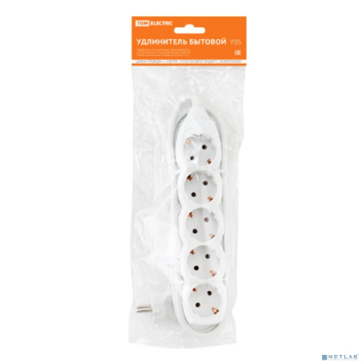 TDM SQ1303-0021 Удлинитель бытовой У05 5 гнезд, 3метра, с заземлением, ПВС 3х1 мм2 16А/250В