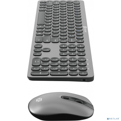 Клавиатура + мышь Oklick 300M клав:серый мышь:серый/черный USB беспроводная slim [1488402]