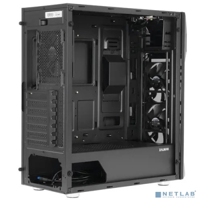Корпус ZALMAN Z1 PLUS, без БП, боковое окно (закаленное стекло), черный, ATX
