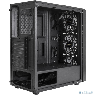 Exegate EX292859RUS Корпус Miditower ExeGate EVO-8243 (ATX, без БП, 2*USB+1*USB3.0, черный, 3 вент. с RGB подсветкой, боковая панель - закаленное стекло)
