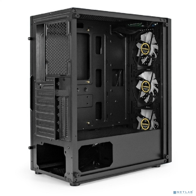 Exegate EX295765RUS Корпус Miditower ExeGate EVO-8227 (ATX, без БП, 2*USB+1*USB3.0+HD Audio, черный, 3 вент. с RGB подсветкой, боковая панель - закаленное стекло)