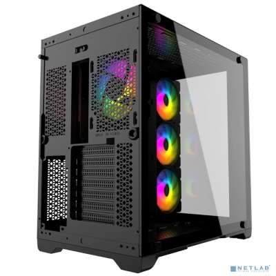 Powercase Vision Black, Tempered Glass, 4х 120mm 5-color fan, чёрный, ATX (CVBA-L4)