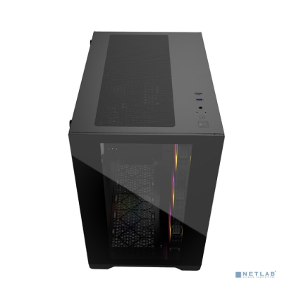 Powercase Vision Black, Tempered Glass, 4х 120mm 5-color fan, чёрный, ATX (CVBA-L4)