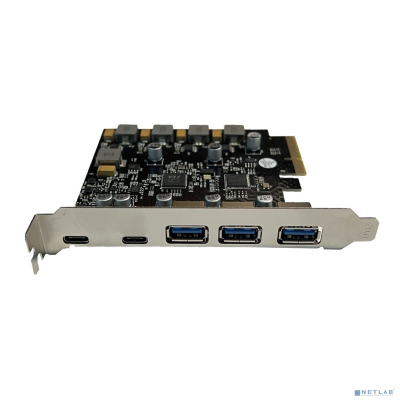 ORIENT AM-U3142PE-3A2C, Контроллер PCI-Ex4 v3.0, USB 3.2 Gen2, скорость до 10 Гбит/с, 5-port ext (3xType-A + 2xType-C), ASM3142+VL820-Q8 chipset, Self powered (31351)