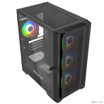 Powercase ByteFlow Micro Black, Tempered Glass, 4х 120mm ARGB fans, ARGB HUB, чёрный, mATX (CAMBFB-A4)