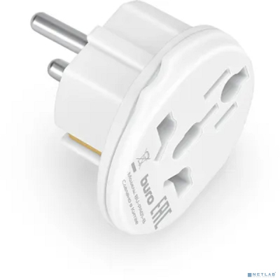 Адаптер-переходник Buro BU-PA01-W (1 розетка) белый (пакет ПЭ) (BU-PA01-W)