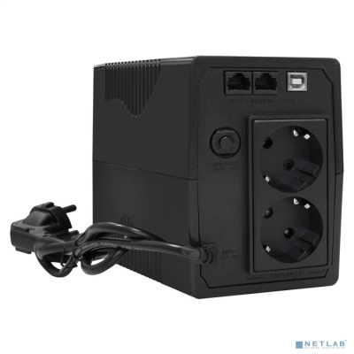 Exegate EX292764RUS ИБП ExeGate SpecialPro UNB-600.LED.AVR.2SH.RJ.USB <600VA/360W, LED, AVR, 2*Schuko, RJ45/11, USB, Black>