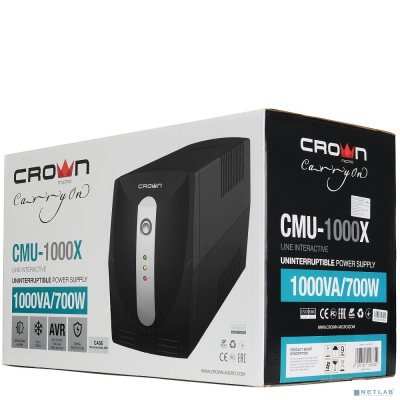 CROWN ИБП CMU-1000X {1000VA/700w; Line Interactive;3 х EURO; 12V7AH х 2}