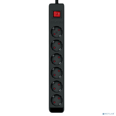 SVEN Фильтр Optima 1,8 м (6 розеток с защитными шторками) черный, цветная коробка [SV-021016]