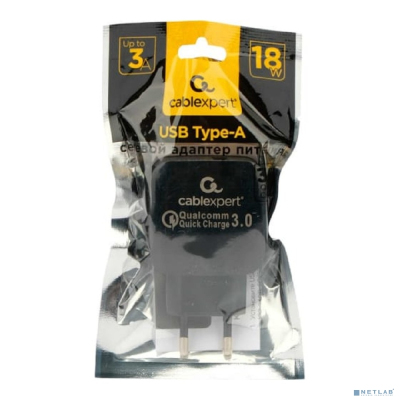 Cablexpert Зарядное устройство MP3A-PC-41 18Вт, 3А, QC3.0, 1xUSB, ,белый, пакет